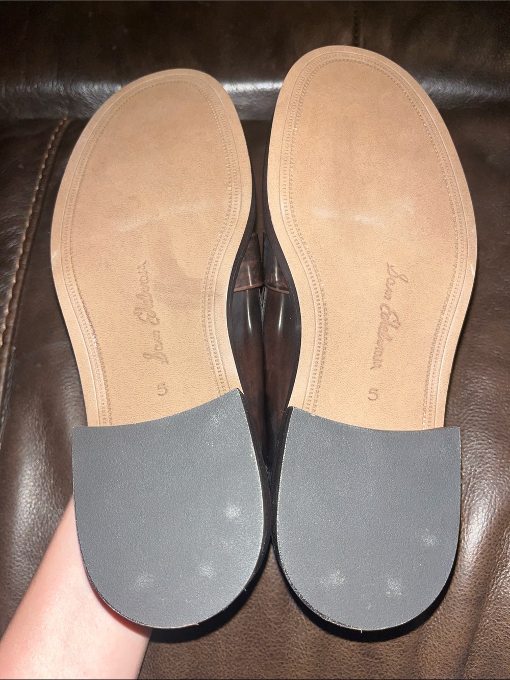 Sam Edelman Chesnut Leather Loafers with Gold Horsebit - Picture 3 of 6
